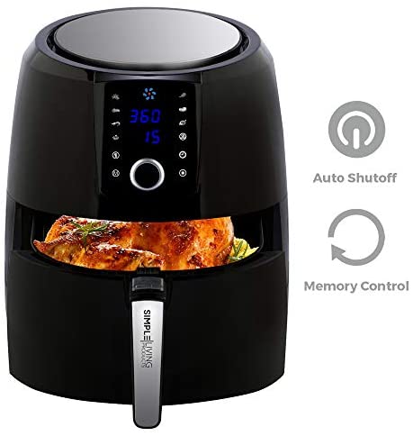 Simple Living Products 5.8qt Electric Hot Digital Air Fryer & Oil Less